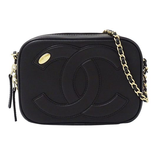 CHANEL シャネル ショルダーバッグ ブラック ゴールド金具 レザー レディース 【中古】