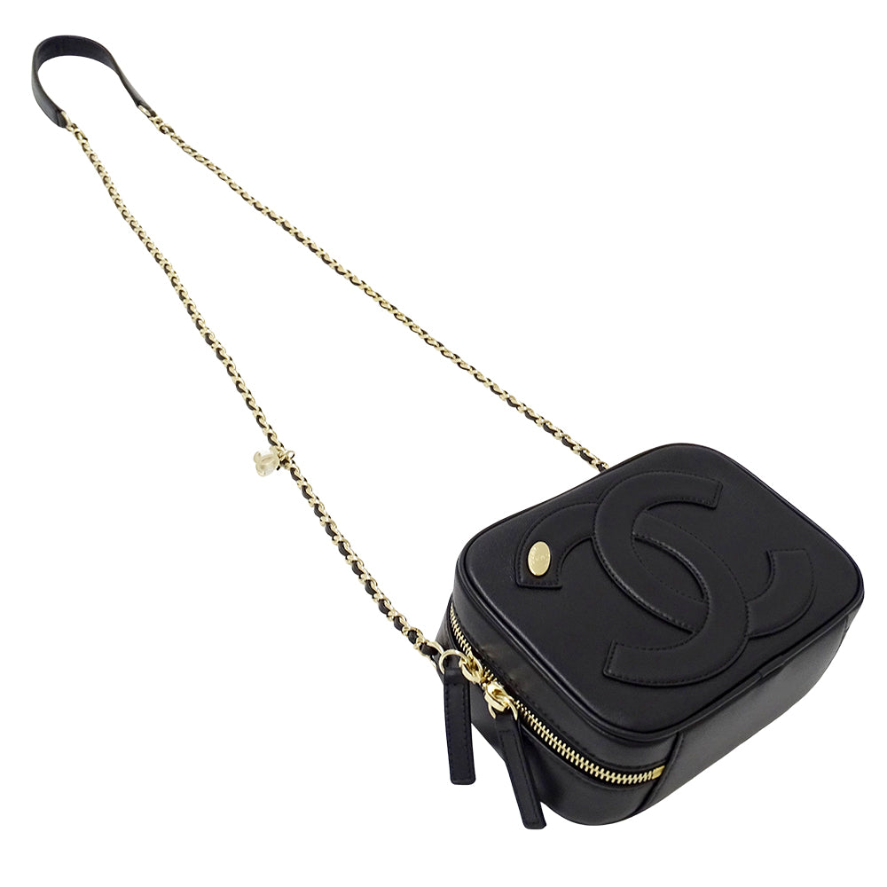CHANEL シャネル ショルダーバッグ ブラック ゴールド金具 レザー レディース 【中古】