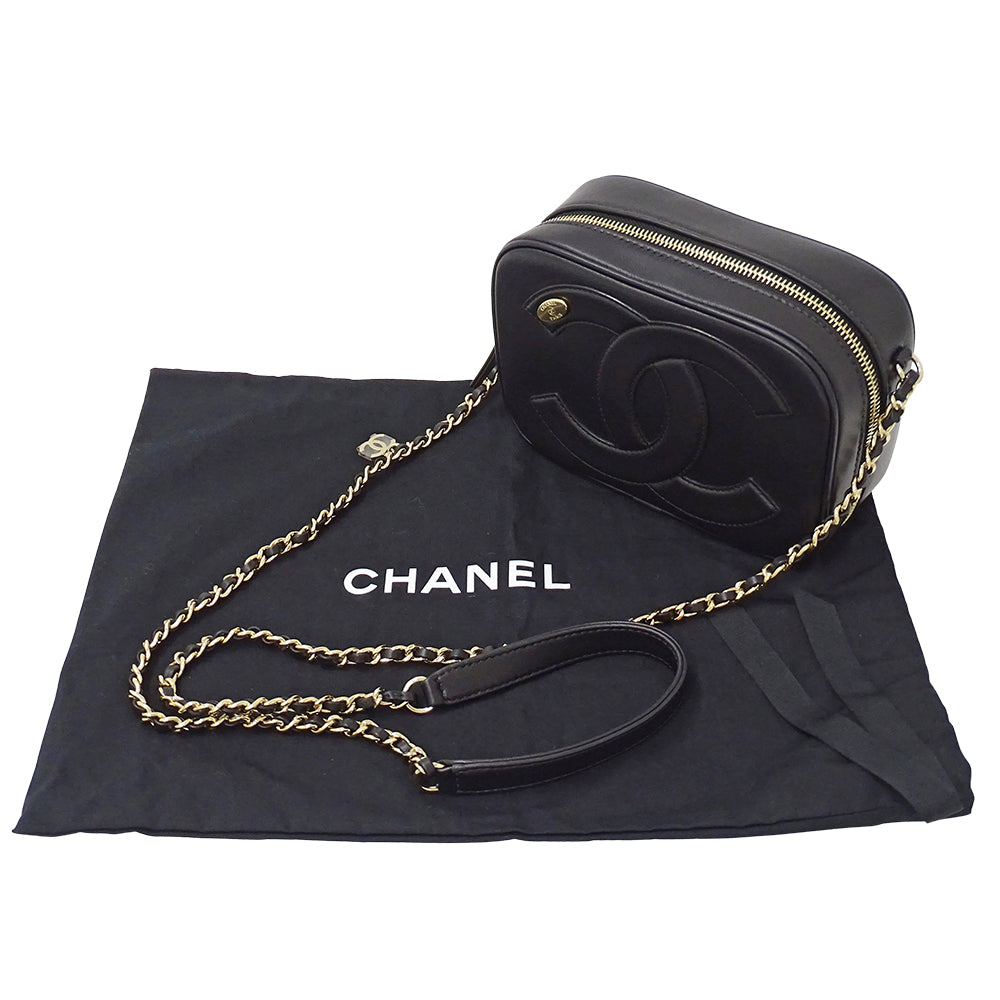 CHANEL シャネル ショルダーバッグ ブラック ゴールド金具 レザー レディース 【中古】