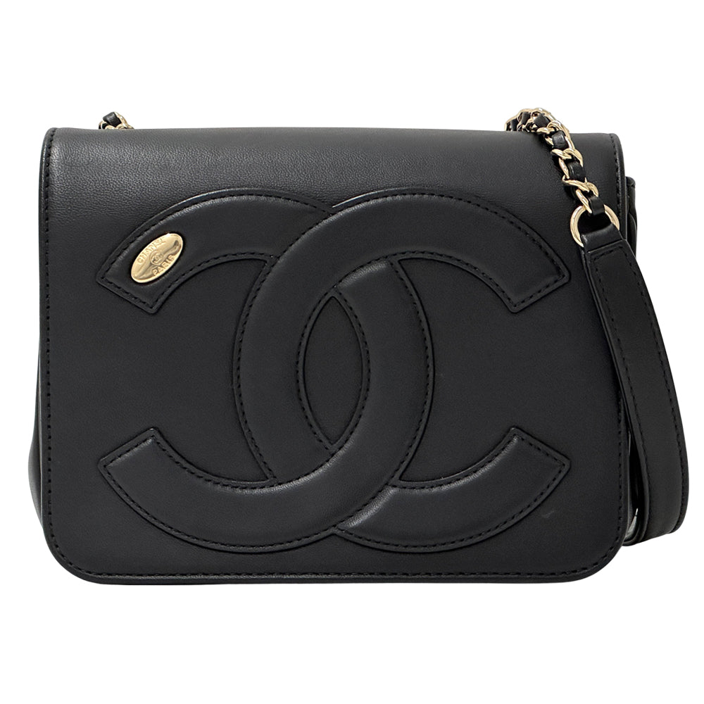CHANEL シャネル ショルダーバッグ ココマーク ブラック ゴールド金具 レザー レディース 【中古】