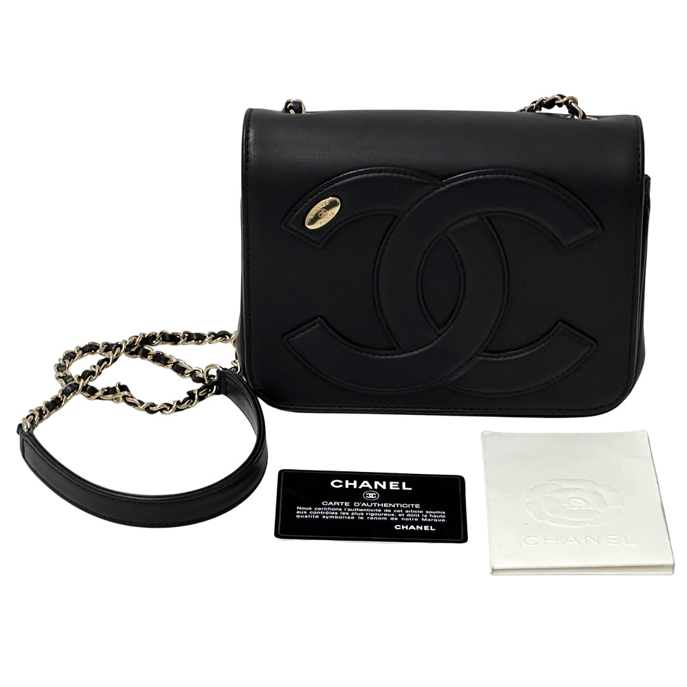 CHANEL シャネル ショルダーバッグ ココマーク ブラック ゴールド金具 レザー レディース 【中古】