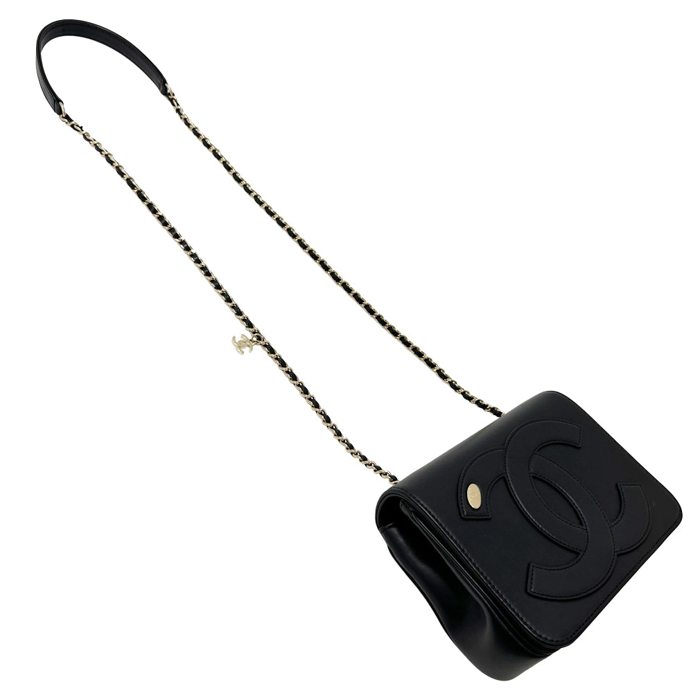 CHANEL シャネル ショルダーバッグ ココマーク ブラック ゴールド金具 レザー レディース 【中古】