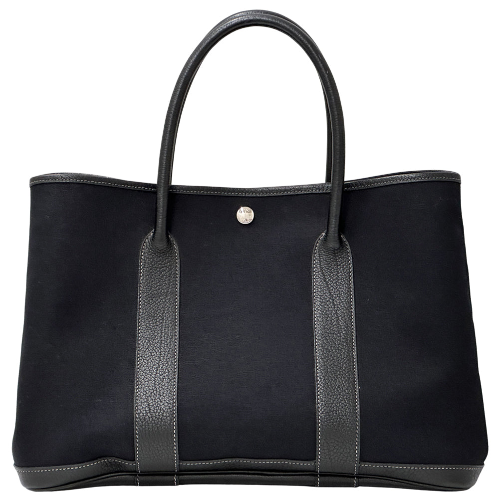 HERMES エルメス ガーデンパーティPM トートバッグ ブラック シルバー金具 トワルオフィシエ □I刻印 レディース 【中古】