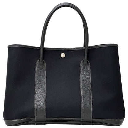 HERMES エルメス ガーデンパーティPM トートバッグ ブラック シルバー金具 トワルオフィシエ □I刻印 レディース 【中古】