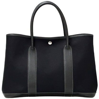 HERMES エルメス ガーデンパーティPM トートバッグ ブラック シルバー金具 トワルオフィシエ □I刻印 レディース 【中古】