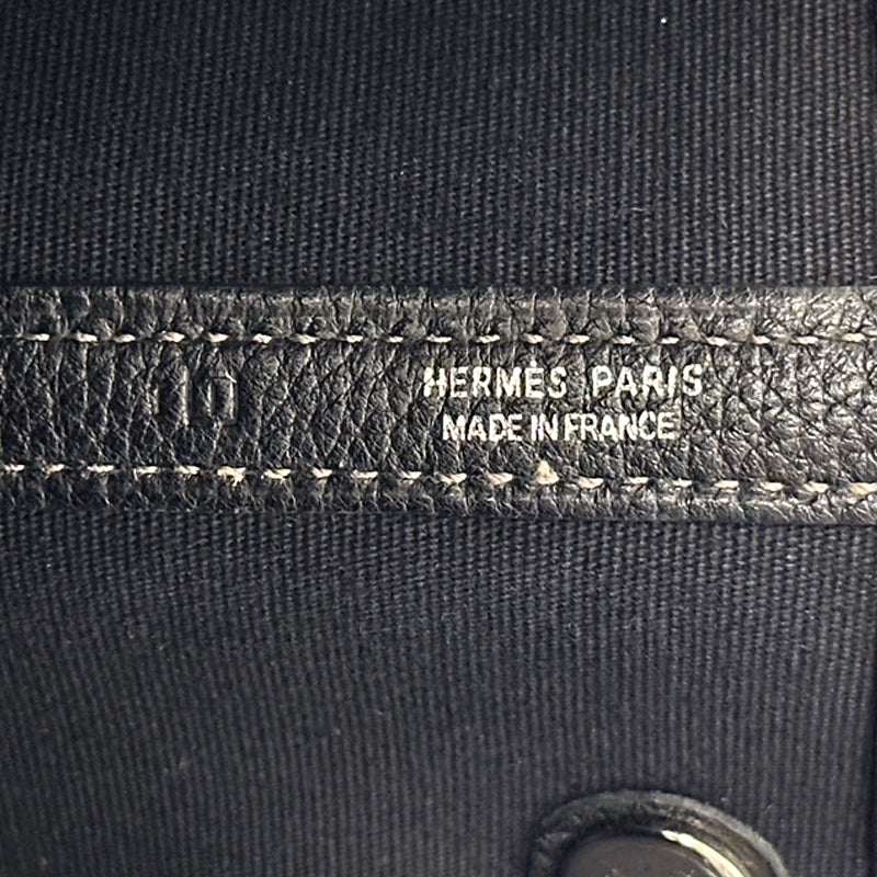 HERMES エルメス ガーデンパーティPM トートバッグ ブラック シルバー金具 トワルオフィシエ □I刻印 レディース 【中古】
