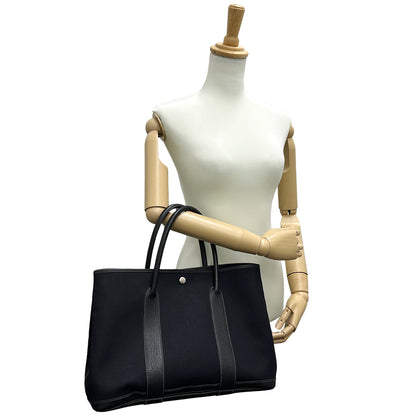HERMES エルメス ガーデンパーティPM トートバッグ ブラック シルバー金具 トワルオフィシエ □I刻印 レディース 【中古】