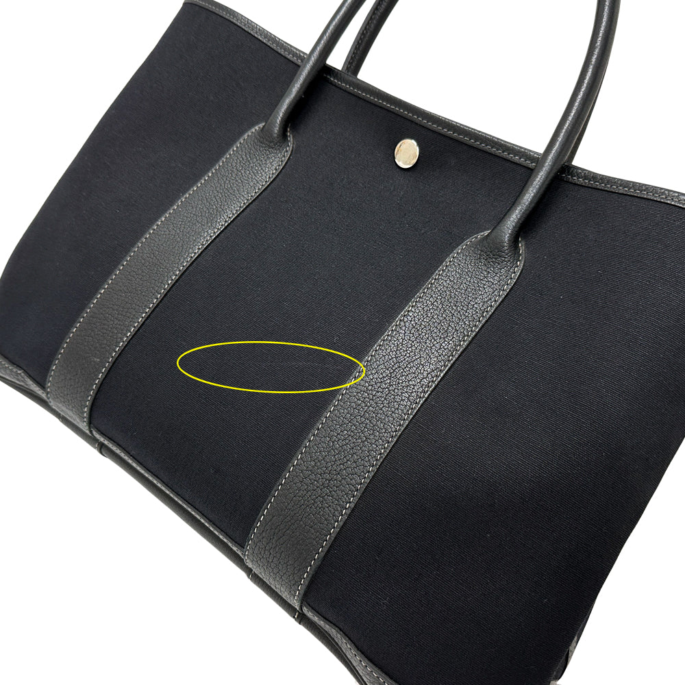 HERMES エルメス ガーデンパーティPM トートバッグ ブラック シルバー金具 トワルオフィシエ □I刻印 レディース 【中古】