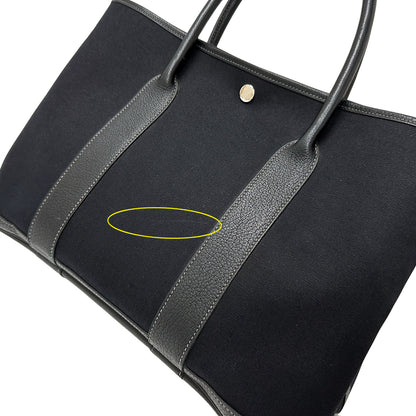 HERMES エルメス ガーデンパーティPM トートバッグ ブラック シルバー金具 トワルオフィシエ □I刻印 レディース 【中古】
