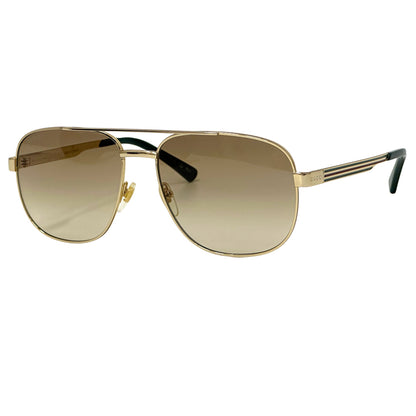 GUCCI グッチ サングラス シェリー ナビゲーターフレーム ゴールド ブラウンレンズ GG1223S メタル メンズ 【中古】