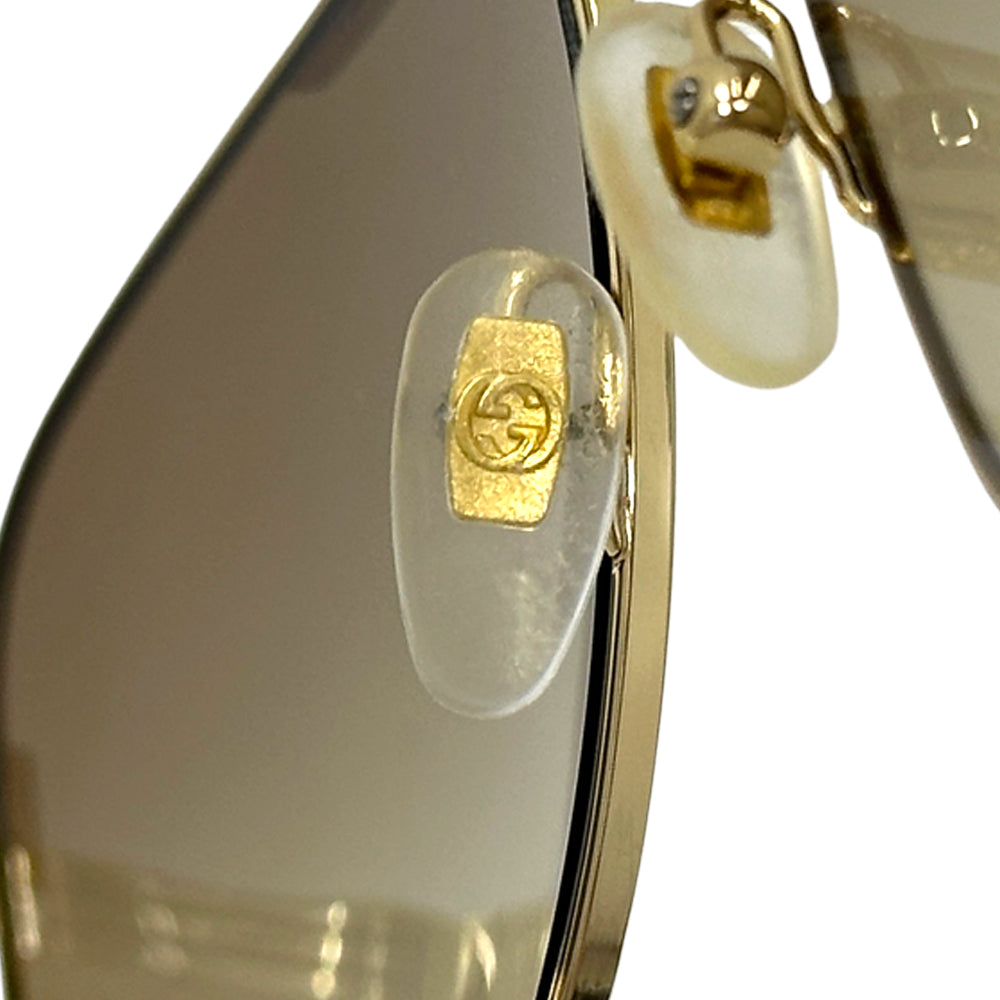 GUCCI グッチ サングラス シェリー ナビゲーターフレーム ゴールド ブラウンレンズ GG1223S メタル メンズ 【中古】