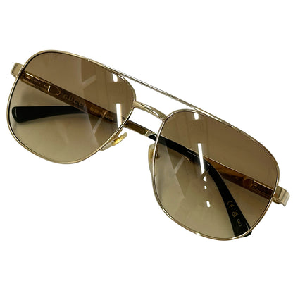 GUCCI グッチ サングラス シェリー ナビゲーターフレーム ゴールド ブラウンレンズ GG1223S メタル メンズ 【中古】