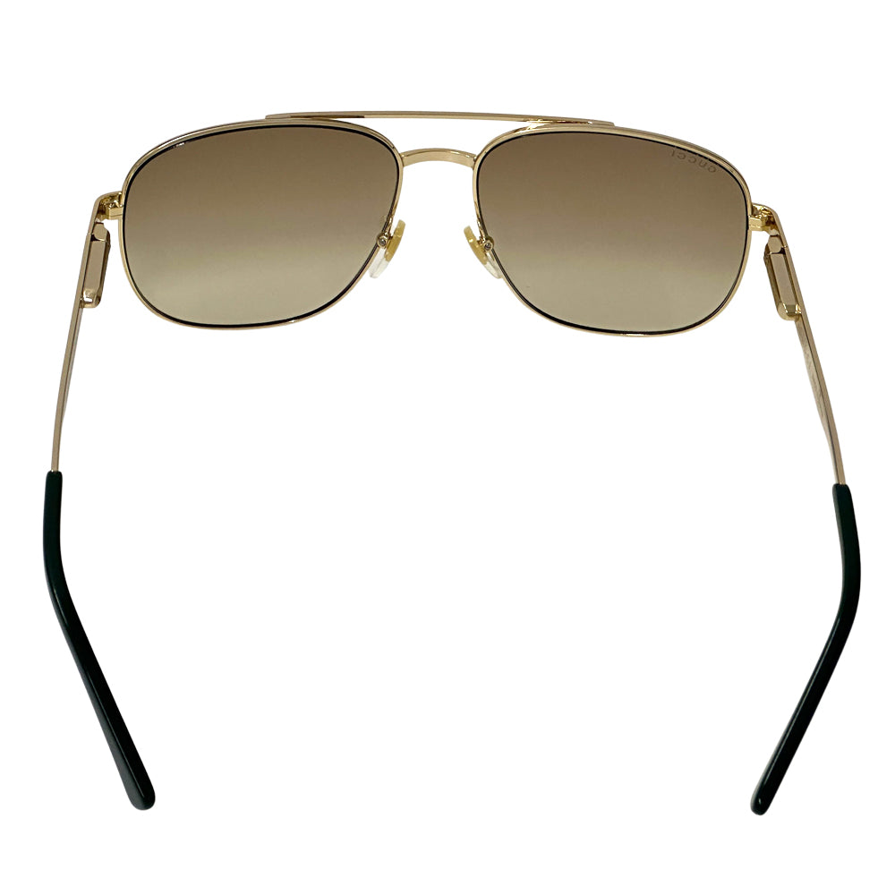 GUCCI グッチ サングラス シェリー ナビゲーターフレーム ゴールド ブラウンレンズ GG1223S メタル メンズ 【中古】