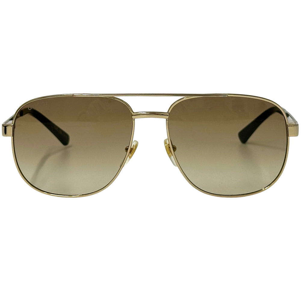 GUCCI グッチ サングラス シェリー ナビゲーターフレーム ゴールド ブラウンレンズ GG1223S メタル メンズ 【中古】