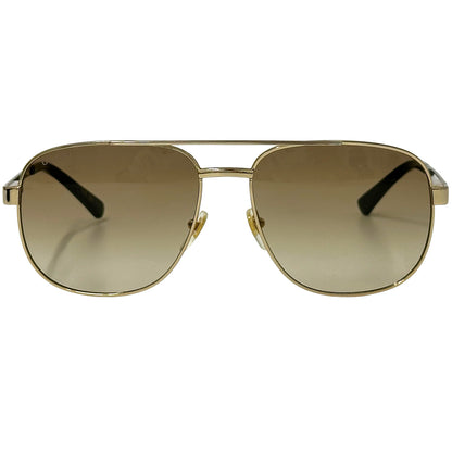 GUCCI グッチ サングラス シェリー ナビゲーターフレーム ゴールド ブラウンレンズ GG1223S メタル メンズ 【中古】