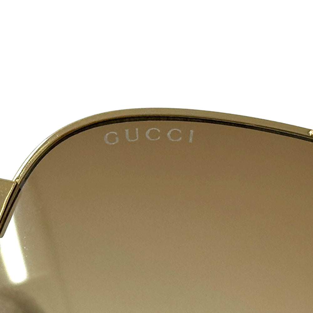 GUCCI グッチ サングラス シェリー ナビゲーターフレーム ゴールド ブラウンレンズ GG1223S メタル メンズ 【中古】