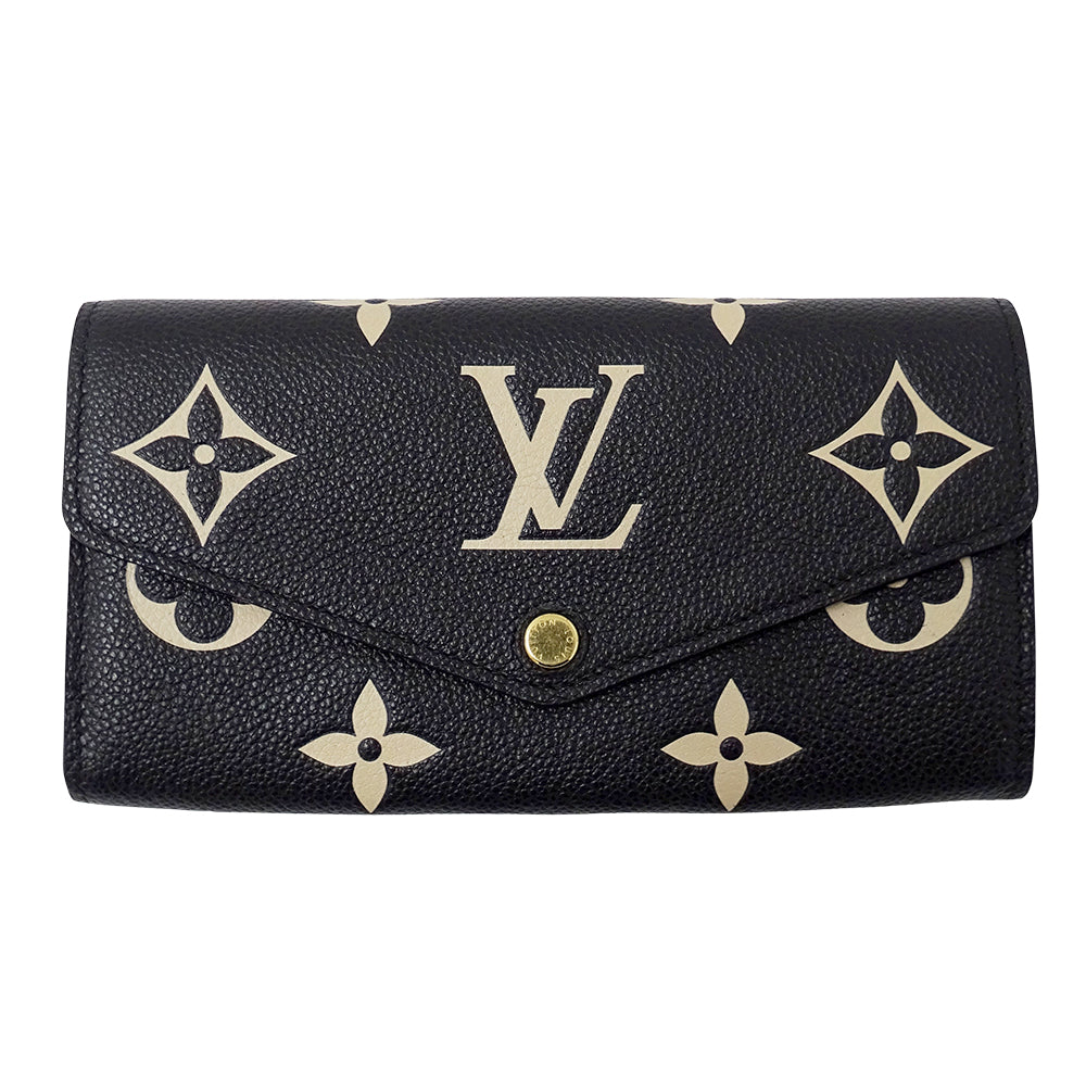 LOUIS VUITTON ルイ・ヴィトン ポルトフォイユ サラ 長財布 バイカラー モノグラム アンプラント ノワール ベージュ M80496 レディース 【中古】