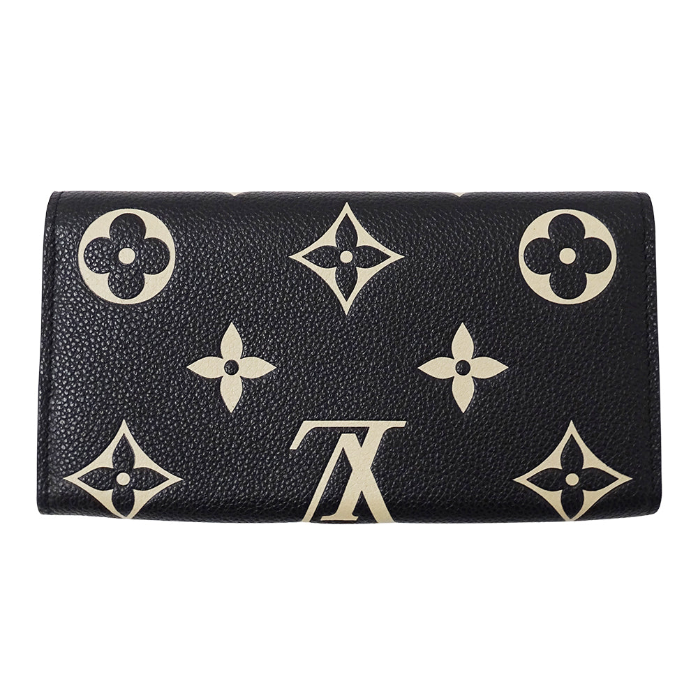 LOUIS VUITTON ルイ・ヴィトン ポルトフォイユ サラ 長財布 バイカラー モノグラム アンプラント ノワール ベージュ M80496 レディース 【中古】