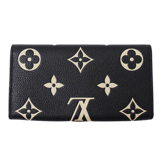 LOUIS VUITTON ルイ・ヴィトン ポルトフォイユ サラ 長財布 バイカラー モノグラム アンプラント ノワール ベージュ M80496 レディース 【中古】