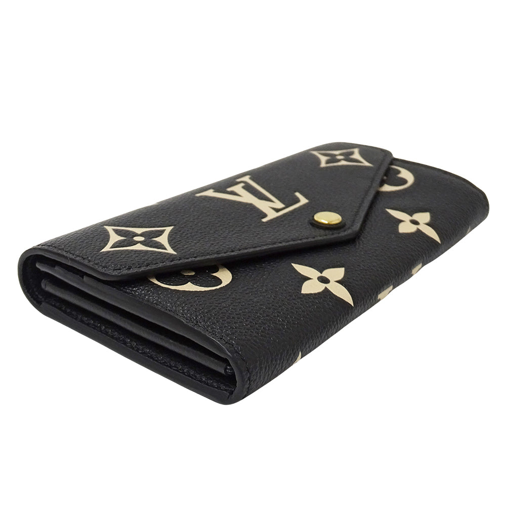 LOUIS VUITTON ルイ・ヴィトン ポルトフォイユ サラ 長財布 バイカラー モノグラム アンプラント ノワール ベージュ M80496 レディース 【中古】