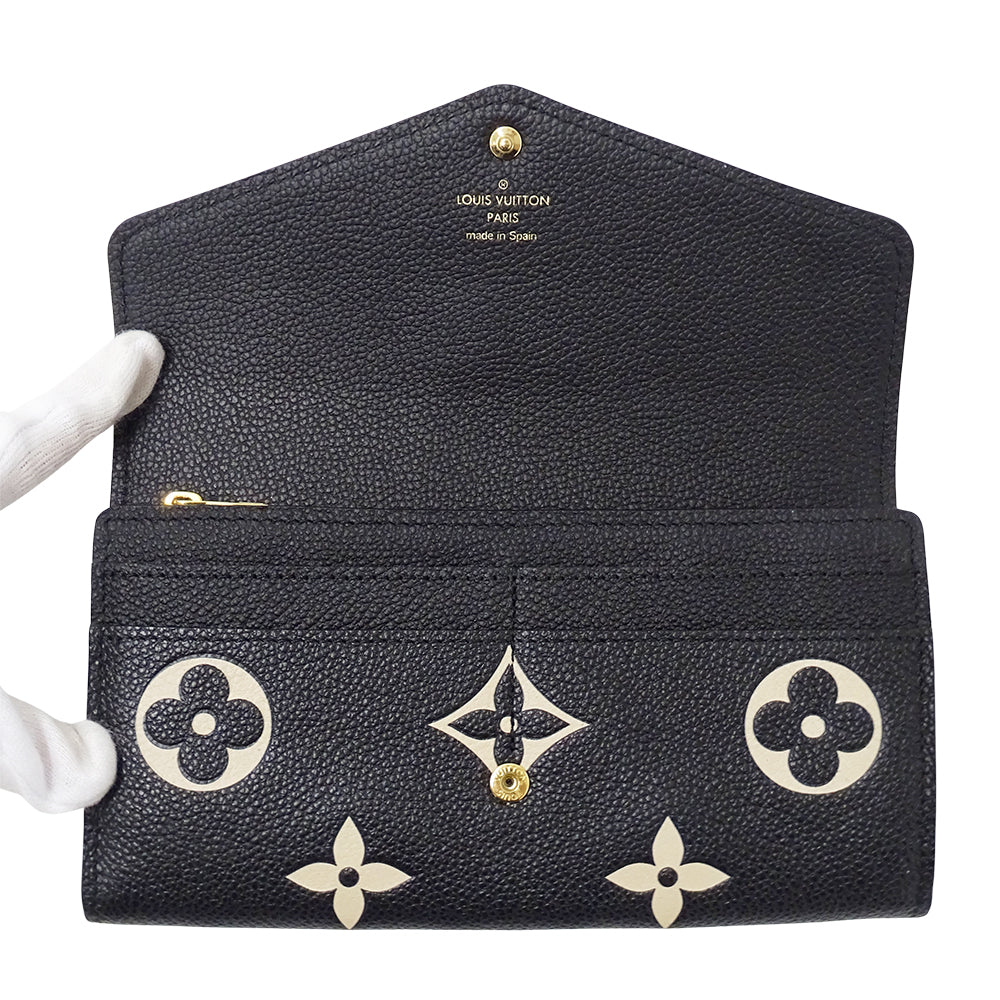 LOUIS VUITTON ルイ・ヴィトン ポルトフォイユ サラ 長財布 バイカラー モノグラム アンプラント ノワール ベージュ M80496 レディース 【中古】