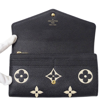 LOUIS VUITTON ルイ・ヴィトン ポルトフォイユ サラ 長財布 バイカラー モノグラム アンプラント ノワール ベージュ M80496 レディース 【中古】