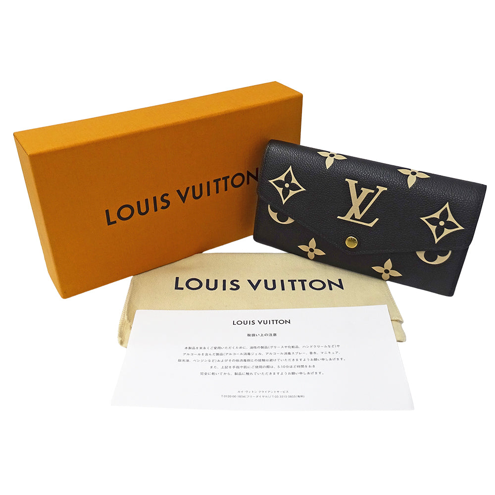 LOUIS VUITTON ルイ・ヴィトン ポルトフォイユ サラ 長財布 バイカラー モノグラム アンプラント ノワール ベージュ M80496 レディース 【中古】