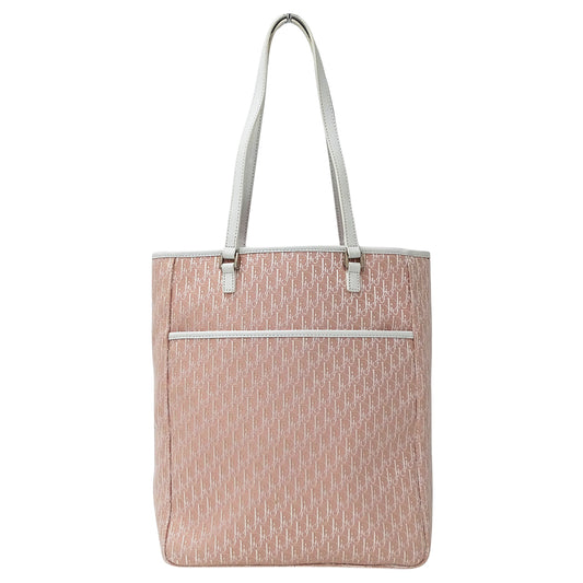 Dior ディオール トートバッグ トロッター ピンク ホワイト キャンバス レディース 【中古】