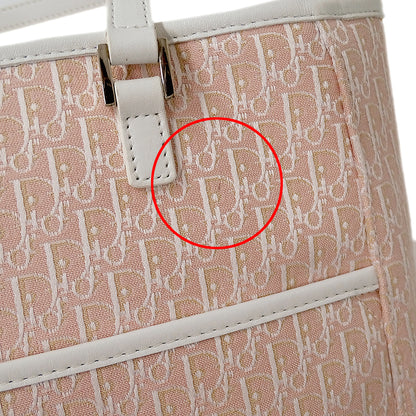 Dior ディオール トートバッグ トロッター ピンク ホワイト キャンバス レディース 【中古】