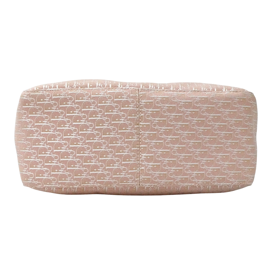 Dior ディオール トートバッグ トロッター ピンク ホワイト キャンバス レディース 【中古】