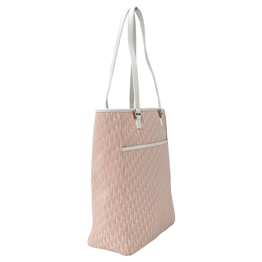 Dior ディオール トートバッグ トロッター ピンク ホワイト キャンバス レディース 【中古】