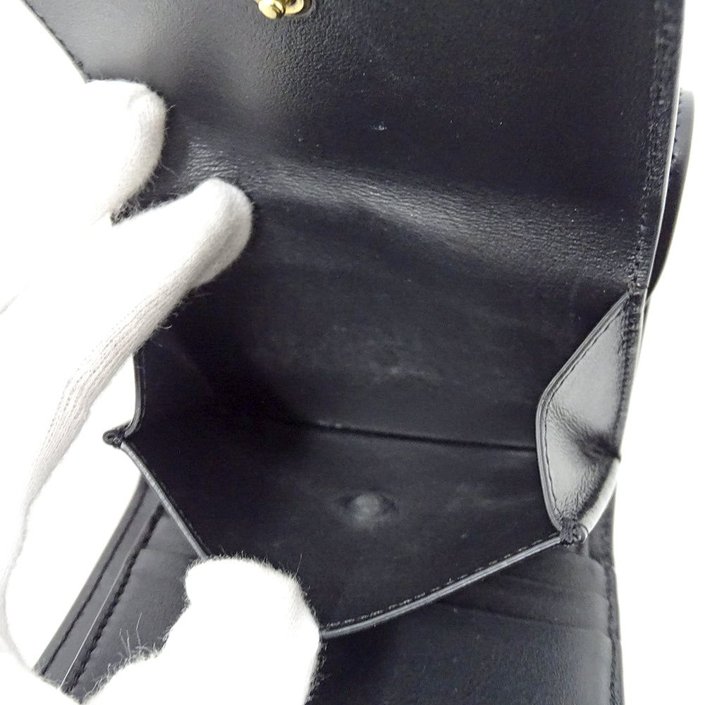 CELINE セリーヌ 二つ折り財布 トリオンフ ブラック レザー レディース 【中古】