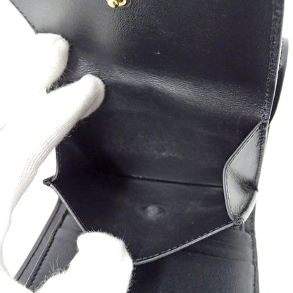 CELINE セリーヌ 二つ折り財布 トリオンフ ブラック レザー レディース 【中古】