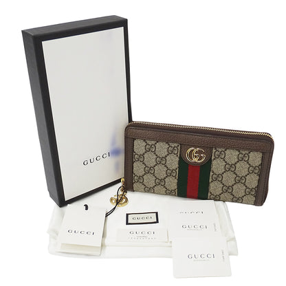 GUCCI グッチ 長財布 オフィディア ベージュ ブラウン 523154 GGスプリームキャンバス レディース メンズ 【中古】