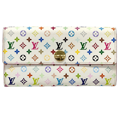 LOUIS VUITTON ルイ・ヴィトン ポルトフォイユ・サラ 長財布 モノグラム マルチカラー リッチ ホワイト ピンク M93744 レディース メンズ 【中古】
