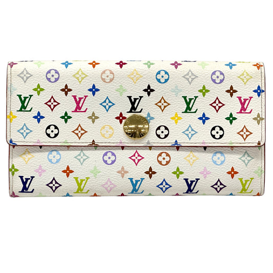 LOUIS VUITTON ルイ・ヴィトン ポルトフォイユ・サラ 長財布 モノグラム マルチカラー リッチ ホワイト ピンク M93744 レディース メンズ 【中古】