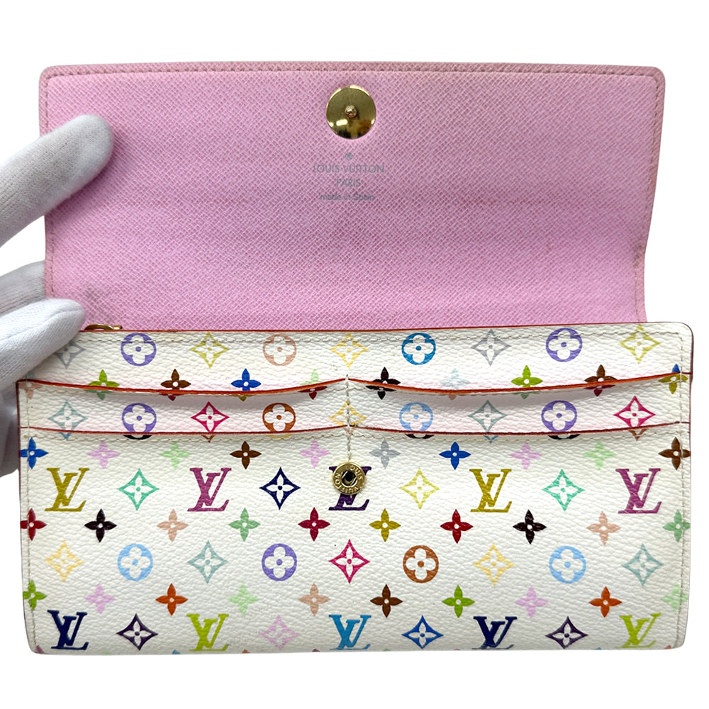LOUIS VUITTON ルイ・ヴィトン ポルトフォイユ・サラ 長財布 モノグラム マルチカラー リッチ ホワイト ピンク M93744 レディース メンズ 【中古】