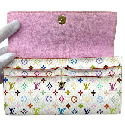 LOUIS VUITTON ルイ・ヴィトン ポルトフォイユ・サラ 長財布 モノグラム マルチカラー リッチ ホワイト ピンク M93744 レディース メンズ 【中古】
