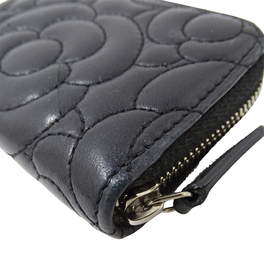 CHANEL シャネル コインケース カメリア ブラック シルバー金具 ラムスキン レディース 【中古】