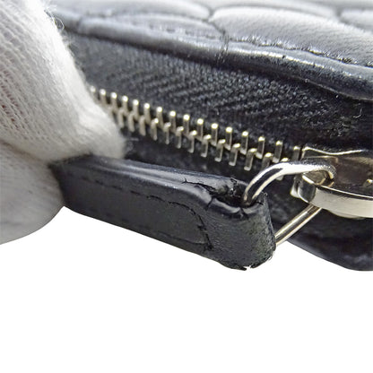 CHANEL シャネル コインケース カメリア ブラック シルバー金具 ラムスキン レディース 【中古】