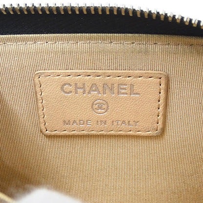 CHANEL シャネル コインケース カメリア ブラック シルバー金具 ラムスキン レディース 【中古】