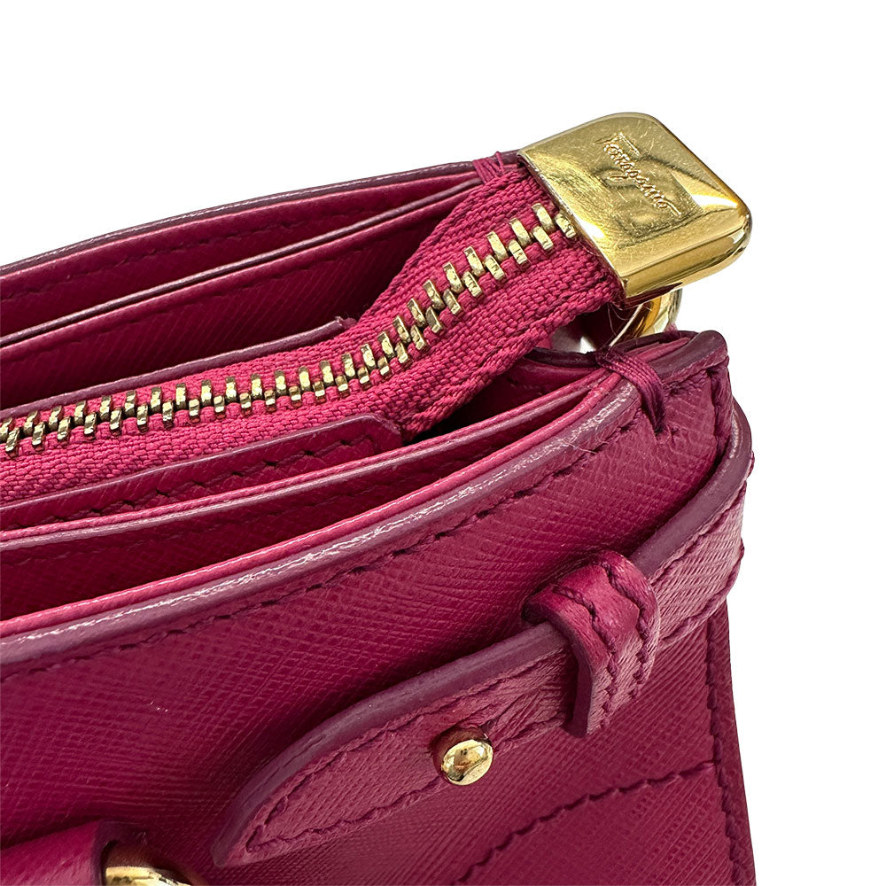 Ferragamo フェラガモ 2wayバッグ ダブルガンチーニ ピンク レザー レディース 【中古】