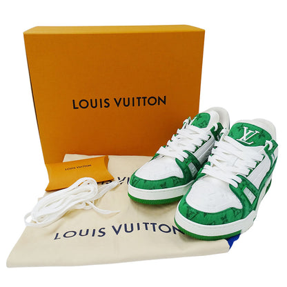 LOUIS VUITTON ルイ・ヴィトン LVトレイナー・ラインスニーカー スニーカー 26.5cm モノグラム グリーン ホワイト レザー メンズ 【中古】