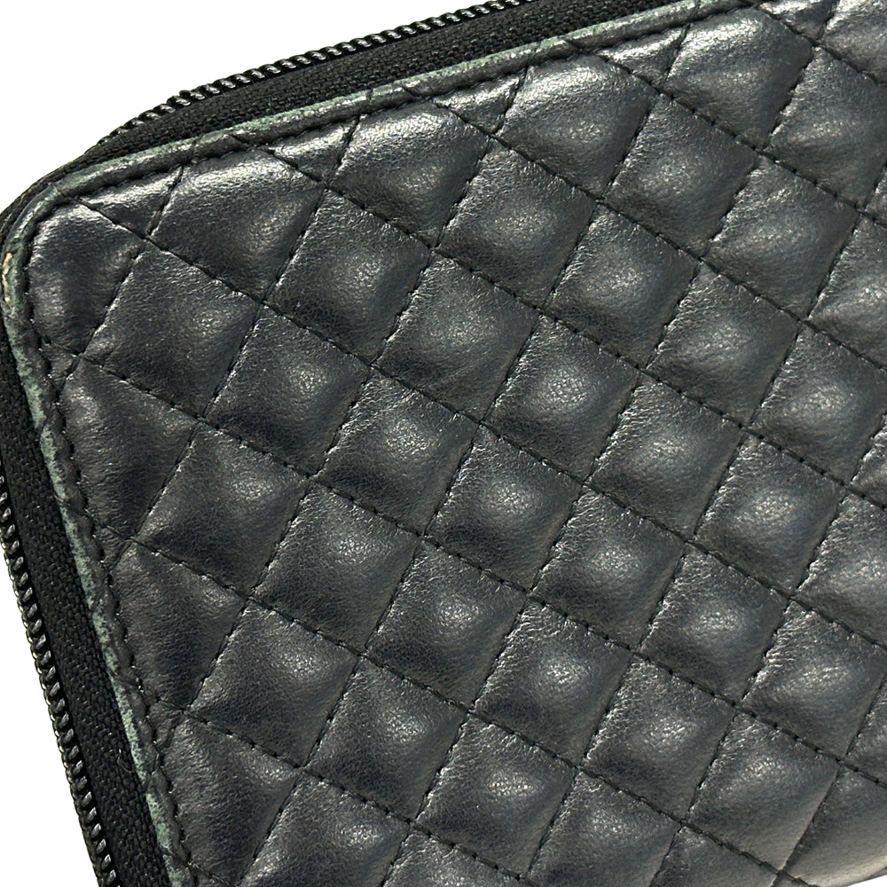 CHANEL シャネル 長財布 マイクロマトラッセ ブラック ゴールド金具 ラムスキン レディース 【中古】