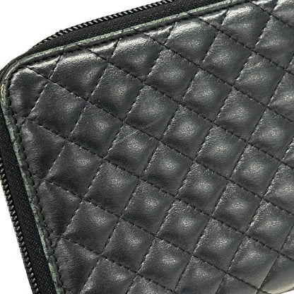 CHANEL シャネル 長財布 マイクロマトラッセ ブラック ゴールド金具 ラムスキン レディース 【中古】
