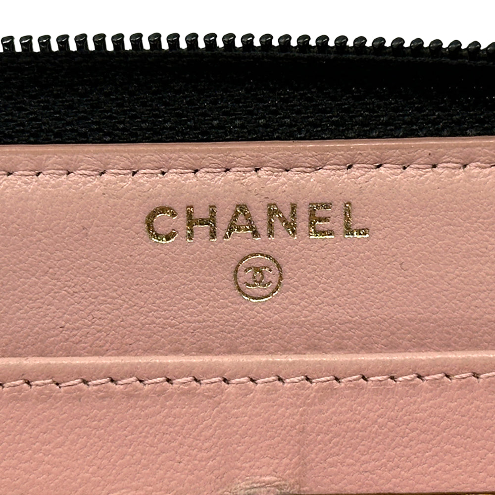 CHANEL シャネル 長財布 マイクロマトラッセ ブラック ゴールド金具 ラムスキン レディース 【中古】