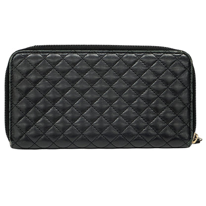 CHANEL シャネル 長財布 マイクロマトラッセ ブラック ゴールド金具 ラムスキン レディース 【中古】