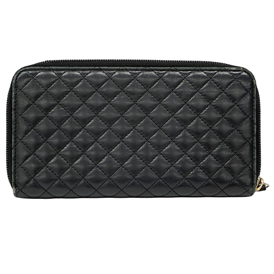 CHANEL シャネル 長財布 マイクロマトラッセ ブラック ゴールド金具 ラムスキン レディース 【中古】