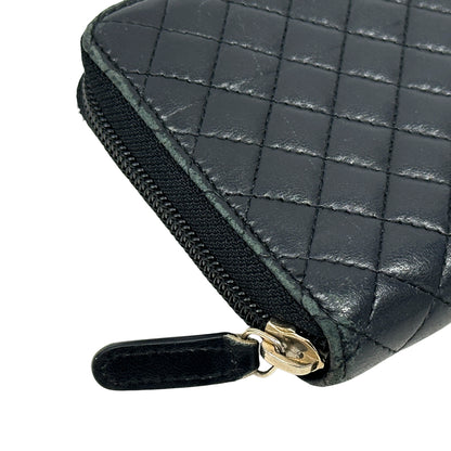 CHANEL シャネル 長財布 マイクロマトラッセ ブラック ゴールド金具 ラムスキン レディース 【中古】