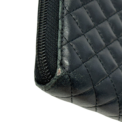 CHANEL シャネル 長財布 マイクロマトラッセ ブラック ゴールド金具 ラムスキン レディース 【中古】
